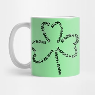 Bagpipes Text Shamrock Mug